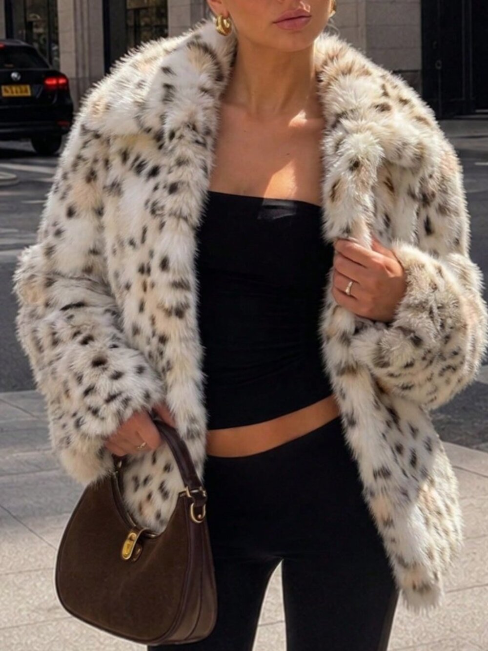 Multicolor Casual Women's Fuzzy Regular Fit Waterfall Neckline Cropped Cardigan